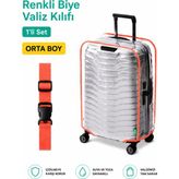 Trink Çanta Şeffaf Valiz Koruyucu Kılıf ve Valiz Kemeri * 1'er ADET * TURUNCU - ORTA