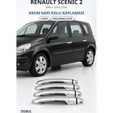 Trobus Renault Scenic 2 2003-2009 Uyumlu Krom Kapı Kolu Kaplaması 4 Kapı Paslanmaz Çelik