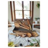TROYAN 1868 El Yapımı 8 Parça Zeytin Ağacı Tahta Kaşık Çatal Ahşap Kutulu Set. Premium Quality