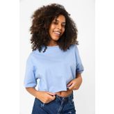 Tshirthane Basic Açık Mavi Oversize Crop Tshirt P18128S7876, Mavi, L/XL