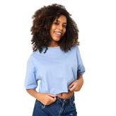 Tshirthane Basic Açık Mavi Oversize Crop Tshirt P18128S7876, Mavi, S/M