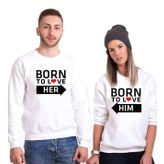 Tshirthane Born Krem 2'li Sevgili Sweatshirt