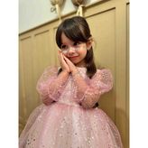 Tude Kıds Pembe Tüllü Yıldız Baskılı Kız Çocuk Abiye/doğum Günü/konsept Elbisesi - 0P - Pembe - 1 - 2 Yaş