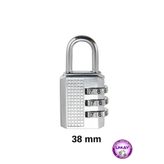 TUDOR Şifreli Asma Kilit 38 mm | Dolap, Çekmece, Bavul ve Çanta Kilidi Krom [Uz:5,5 cm)