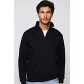 Tudors 29035 Pamuklu Dik Yaka Fermuarlı Siyah Unisex Sweatshirt