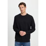Tudors Erkek Relax Fit Rahat Kesim %100 Pamuk 2 Iplik Bisiklet Yaka Siyah Sweatshirt - XS