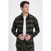 Tudors Erkek Slim Fit Dar Kesim Kareli Kışlık Oduncu Gömlek - Haki