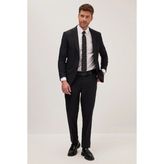 Tudors Erkek Slim Fit Mono Yaka Likralı Esnek Kumaş Siyah Takım Elbise - 6 Drop - 50