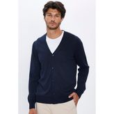 Tudors Erkek Standart Fit Normal Kesim Düğmeli Düz Pamuk Mavi Lacivert Hırka - 2XL