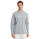 TUDORS Relax Fit Rahat Kesim%100 Pamuk Uzun Kollu Bisiklet Yaka Basic Tişört, XL, SW240014, Gri, Erkek