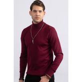 Tudors Slim Fit Bordo Tam Boğazlı Yaka Düz Yün Erkek Kazak