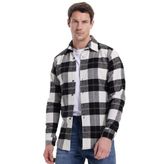 TUDORS Slim Fit Dar Kesim Kareli Kışlık Oduncu Gömlek, XXL, DR250028-3129, Beyaz, Erkek