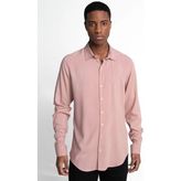 Tudors Slim Fit Uzun Kollu Dar Kesim Dökümlü Viskon Şık Erkek Pembe Gömlek