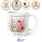 Tupya Gift Bahçe Çiçekleri Temalı Baskılı Kupa Bardak Hediye Porselen Mug