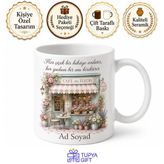 Tupya Gift Çiçek Kafe Temalı Baskılı Kupa Bardak Hediye Özel Tasarım Porselen Mug