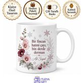 Tupya Gift Hatmi Çiçeği Çayı Içenlere Kış Çayı Kupa Bardak Hediye Porselen - Adet - Beyaz