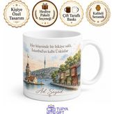 Tupya Gift Istanbul Üsküdar Kız Kulesi Çamlıca Tepesi Kuzguncuk Fethi Paşa Korusu Porselen Kupa Hediye - Adet - Beyaz