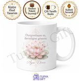 Tupya Gift Lotus Çiçeği Temalı Meditasyon Kupası Özel Baskılı Porselen Bardak Hediye