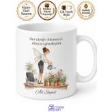 Tupya Gift Ofisin Doğa Perisi Çiçek Sulayan Kupa Bardak Hediye Baskılı Porselen Mug