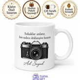 Tupya Gift Sokak Fotoğrafçısına Analog Kamera Deklanşör Temalı Baskılı Kupa Bardak Hediye