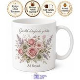 Tupya Gift Vintage Çiçek Motifli Retro Tarz Çay ve Kahve Kupası Porselen Hediye Bardak