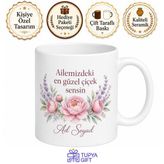 Tupya Gift Yenge Hediyesi Çiçek Desenli Baskılı Porselen Kupa Bardak Hediye