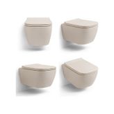 Turavit Luna Kanalsız Mat Cappucino Asma Klozet LN5610C, Luna Mat Cappucino Duroplast Yavaş Kapak - Bej