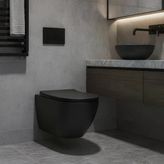 Turavit Rondo Mat Siyah Kanalsız Asma Klozet Rnd5512b, Turavit Rondo Duroplast Yavaş Kapak