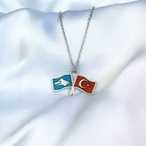 Türk Bozkurt İkili Bayrak Kolye