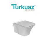 Turkuaz İbiza Kanalsız Beyaz Asma Klozet Set001002, Turkuaz İbiza Duroplast Yavaş Kapak