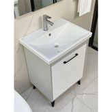 Turkuaz Lavabolu 60 Cm Mdf Banyo Dolabı - Açık Beyaz - Gri