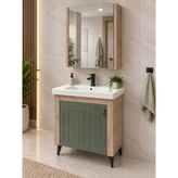 Turkuaz Lavabolu 80 cm Banyo Dolabı Takımı - Yeşil