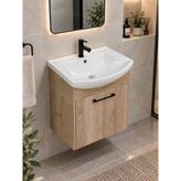 Turkuaz Lavabolu Banyo Dolabı 55 cm - Sonoma Meşe Renk - Asma Banyo Dolabı