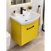 Turkuaz Lavabolu Evita 55 cm Fıstık Yeşili Banyo Dolabı – Ahşap Detaylı Duvara Asma Model