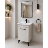 Turkuaz Lavabolu Mdf Banyo Dolabı Cappucino Renk - Cappuccino