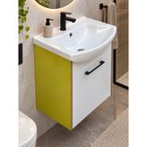 Turkuaz Lavabolu Modern Banyo Dolabı – Yeşil Gri Renk – Duvara Asma – Tek Kapaklı