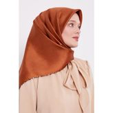 Turuncu Benekli Twill İpek Eşarp