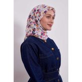 Turuncu Çiçek Desen Soft Eşarp