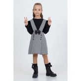 Turuncu Gardrop 2-9 Yaş Kazayağı Desen Deri Detay Kız Çocuk Salopet Siyah - 7 Yaş