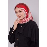Turuncu Şerit Desen Pamuk Eşarp