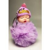 Tusah Peluş Uyku Bebek Kabarık Ponpon Anahtarlık 1 Unisex Lila