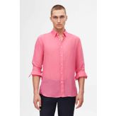 Tween Slim Fit Fuşya %100 Keten Gömlek
