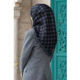 Twill İpek Eşarp SİYAH/GRİ 92X92