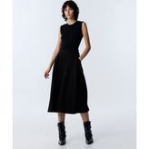 Twist Midi Kloş Etek - Siyah