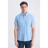 Twn Slim Fit Mavi Baskılı Easy Iron Gömlek 4EC02AD042802