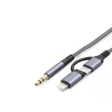 Type-C + Lightning To 3.5 Mm Ses Kablosu - Siyah Gj-027