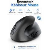Type-C Şarjlı Dikey Ergonomik Kablosuz Mouse Bluetooth Siyah (Sağ El Kullanımına Uygundur) - Çok Renkli