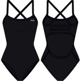 Tyr Durafast Elite® Tf Kız Çocuk Mayosu - Siyah - Renkli - 14 - 15 Yaş