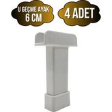U Geçme Beyaz Plastik Ayarlı Ayak Mobilya Masa ve Dolap Ayağı(Beyaz)(6cm - 10CM) - 6cm - 4 ADET