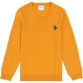U.S. Polo Assn. Erkek Çocuk Hardal Basic V Yaka Kazak 50294200-VR072 - 13 - 14 Yaş